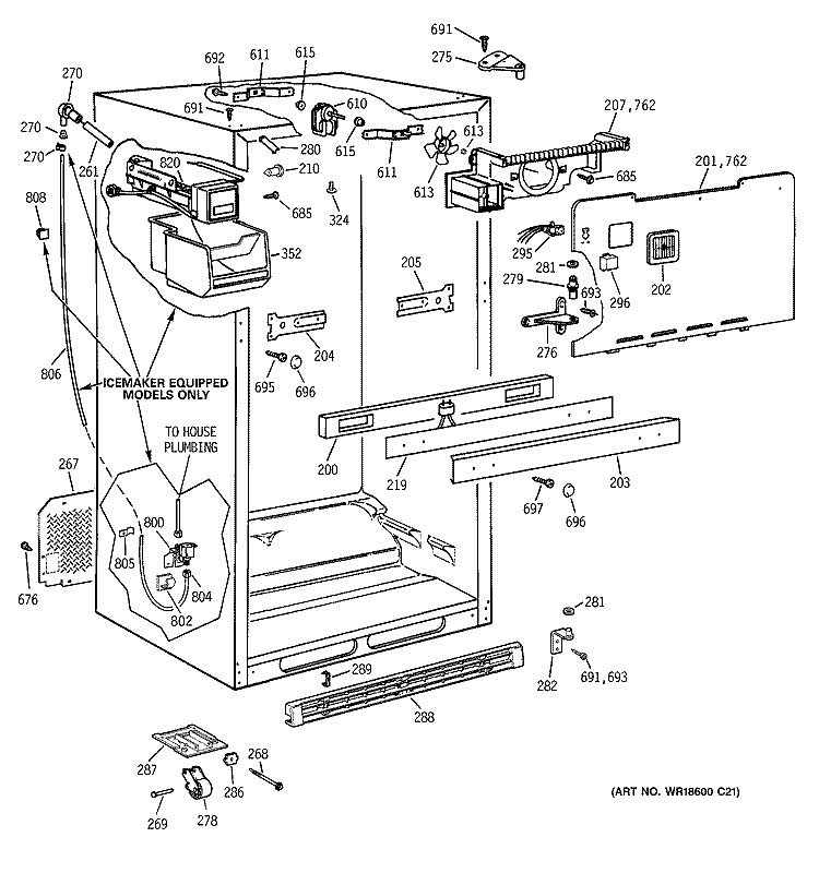 CABINET Diagram and Parts List for CTX21GICBRAA  Hotpoint Refrigerator