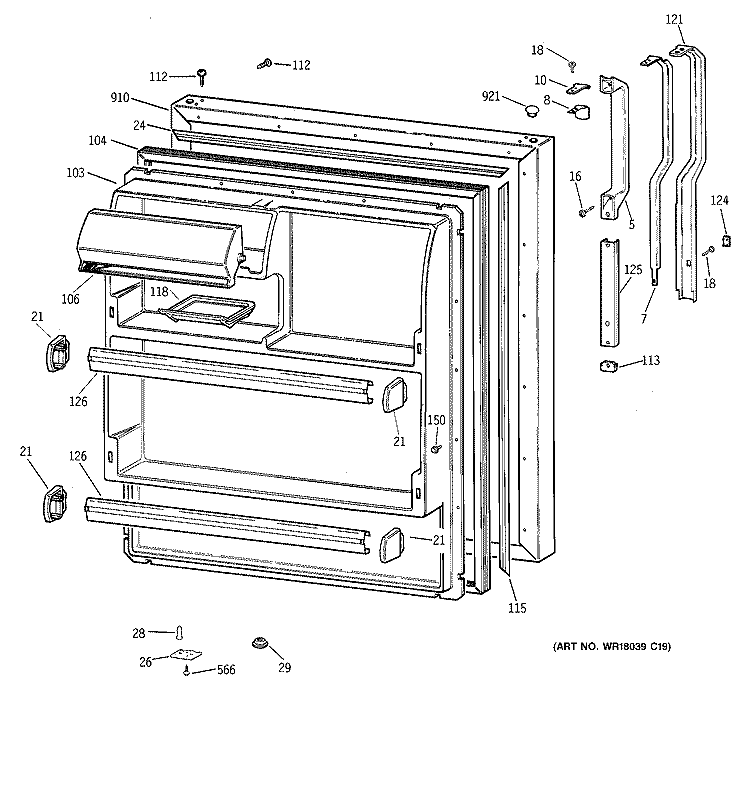 FRESH FOOD DOOR Diagram and Parts List for CTX18GICCRWW  Hotpoint Refrigerator