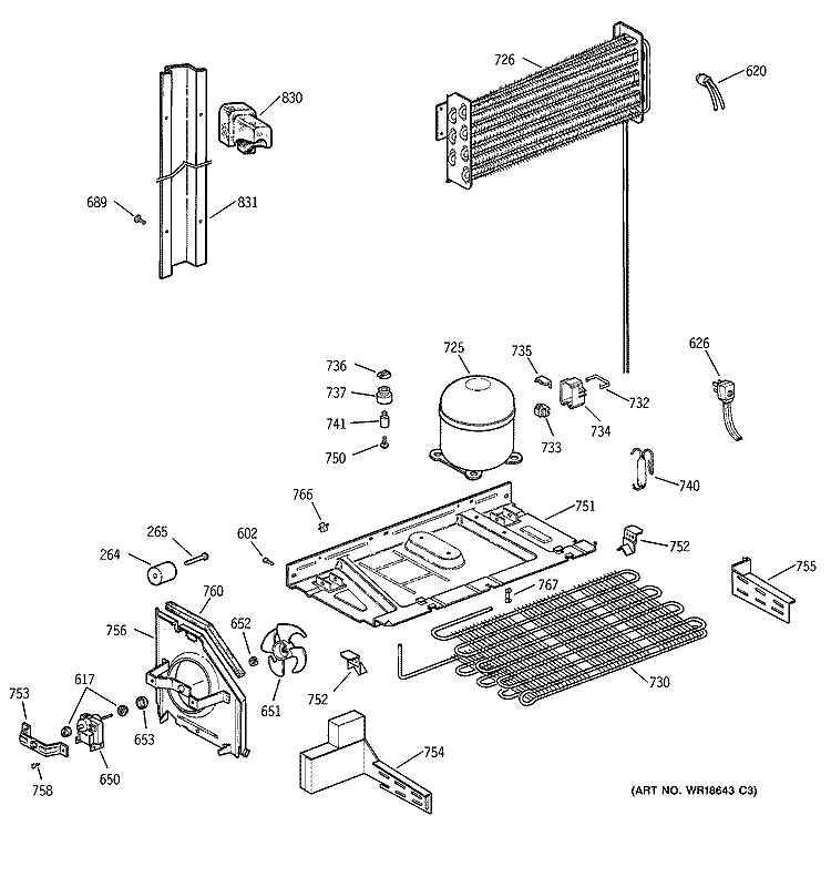 UNIT PARTS Diagram and Parts List for CTX18DIBQRAA  Hotpoint Refrigerator