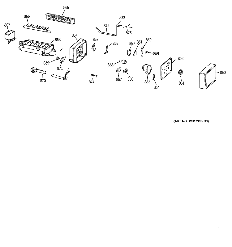 ICEMAKER WR30X0327 Diagram and Parts List for CTX18DIBQRAA  Hotpoint Refrigerator