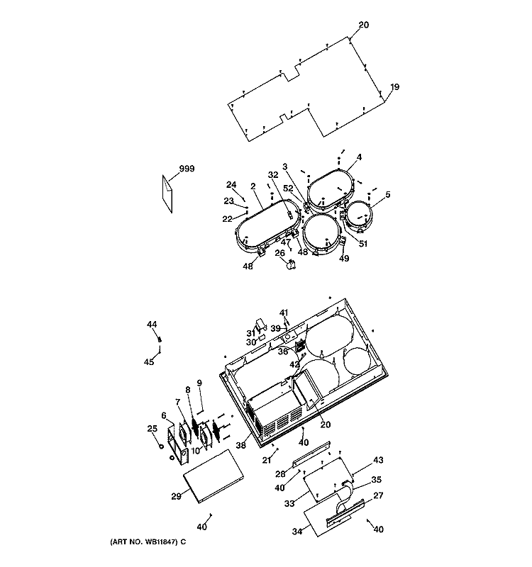 COOKTOP Diagram and Parts List for ZEU36WMRA2BG  General Electric Cooktop