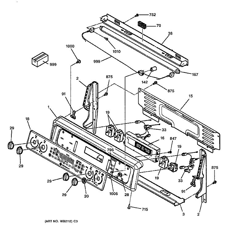 CONTROL PANEL Diagram and Parts List for JBP85WB1WW  General Electric Range