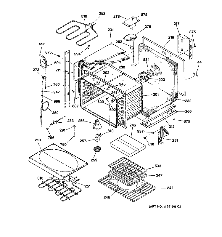 UPPER BODY Diagram and Parts List for JT950CA1CC  General Electric Wall Oven
