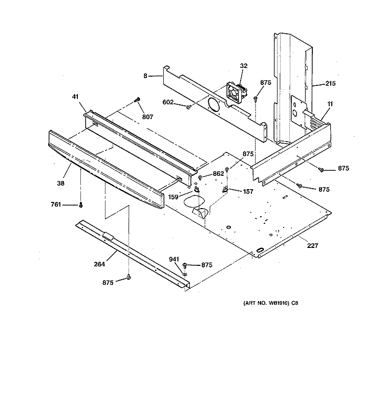 CENTER SPACER Diagram and Parts List for JT950CA2CC  General Electric Wall Oven