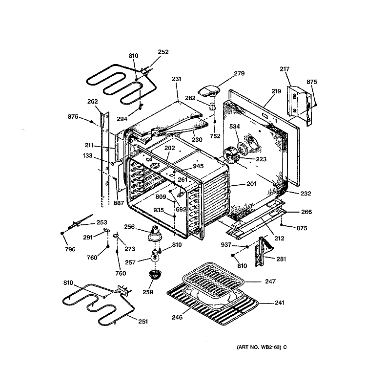 UPPER BODY Diagram and Parts List for JTP45WA2WW  General Electric Wall Oven
