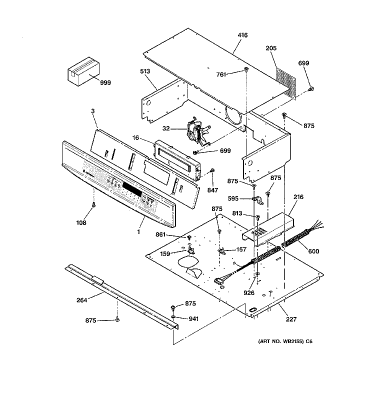 CONTROL PANEL Diagram and Parts List for JTP56BA2BB  General Electric Wall Oven