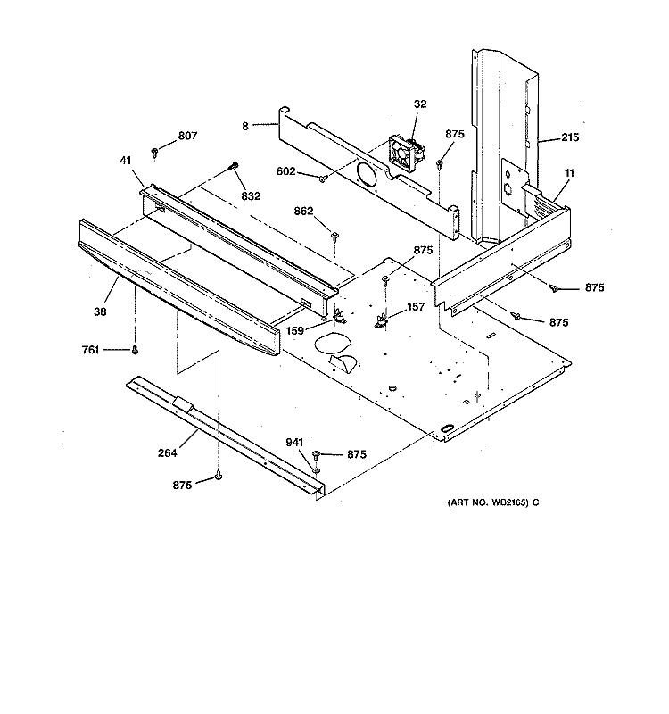 CENTER SPACER Diagram and Parts List for JTP56BA2BB  General Electric Wall Oven