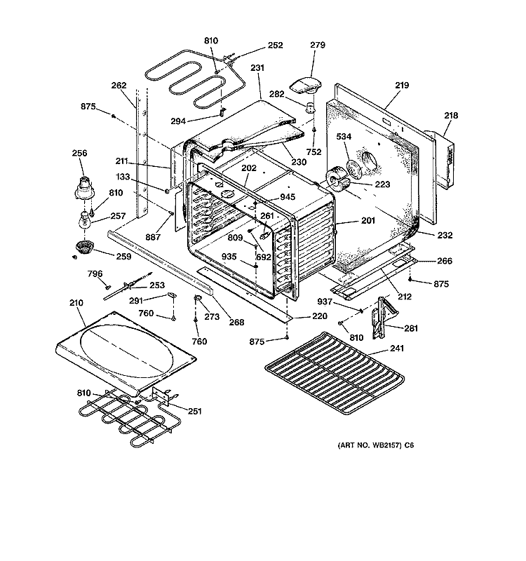 LOWER BODY Diagram and Parts List for JTP56BA2BB  General Electric Wall Oven
