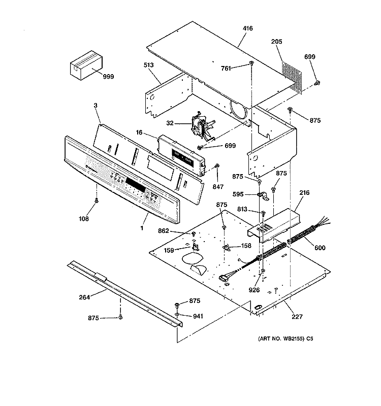 CONTROL PANEL Diagram and Parts List for JTP18AA2AA  General Electric Wall Oven