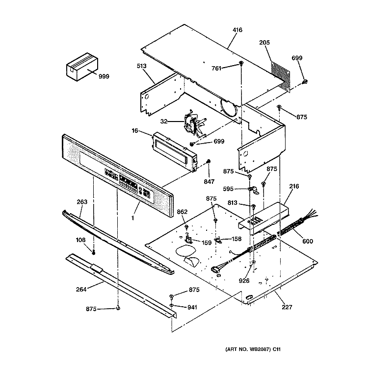 CONTROL PANEL Diagram and Parts List for JT950SA2SS  General Electric Wall Oven