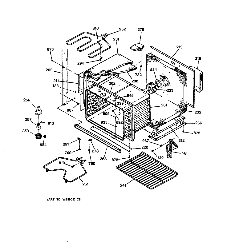 LOWER BODY Diagram and Parts List for JTP27WA2WW  General Electric Wall Oven