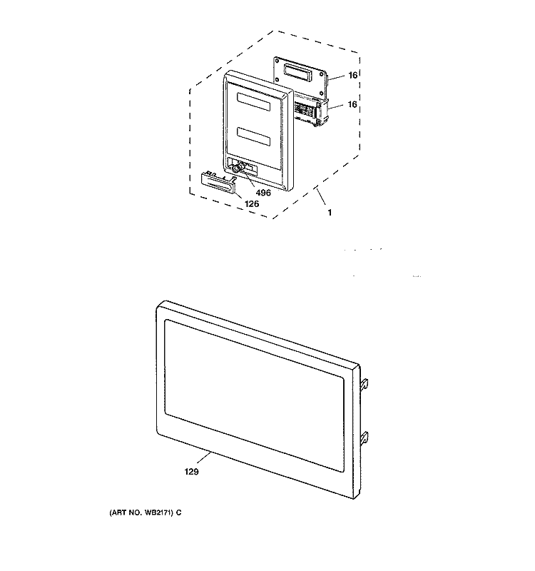 MICROWAVE CONTROL PANEL & DOOR Diagram and Parts List for JTP85BA2BB  General Electric Microwave Oven Combo