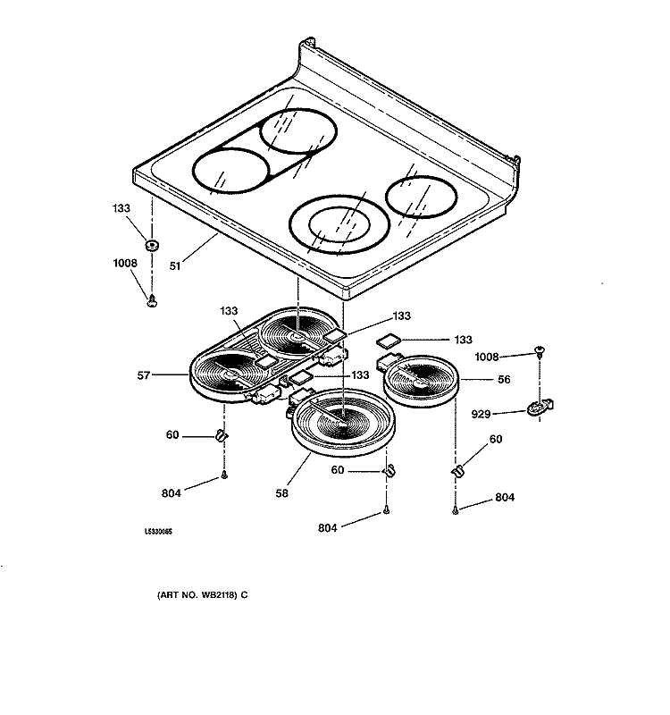 COOKTOP Diagram and Parts List for JB960CB2CC  General Electric Range