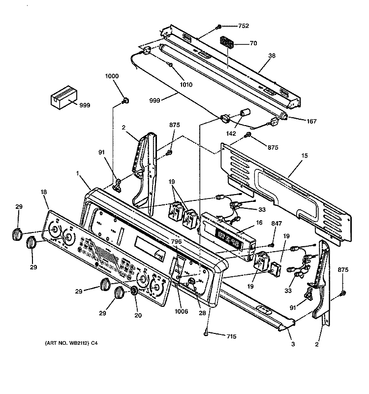 CONTROL PANEL Diagram and Parts List for JBP85WB2WW  General Electric Range