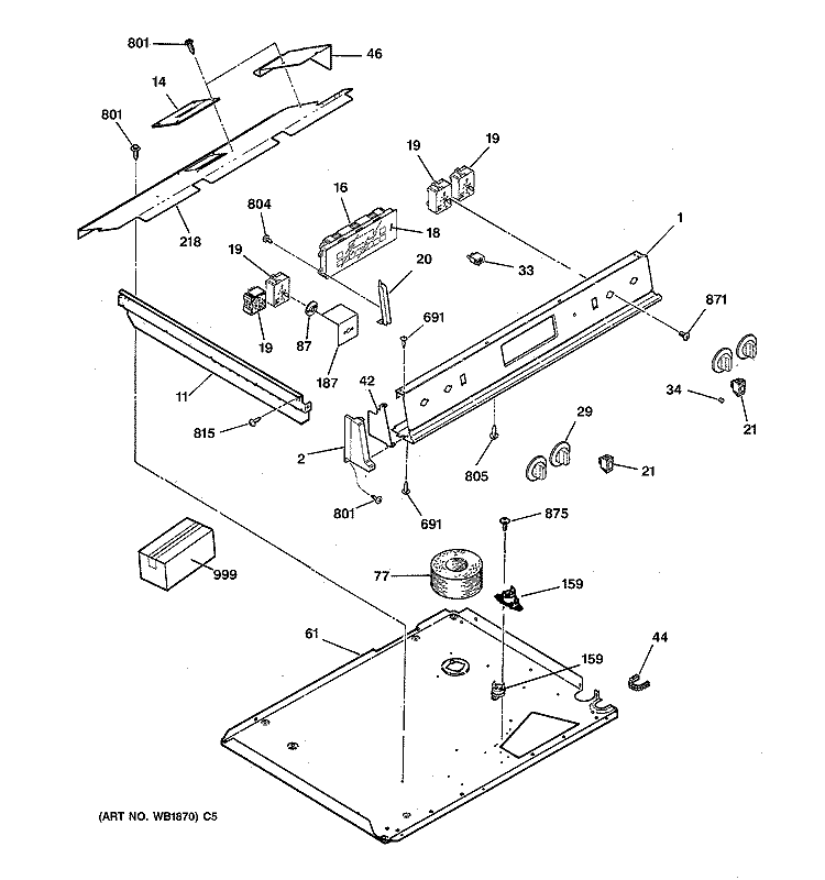 CONTROL PANEL Diagram and Parts List for JSP40WW4WW  General Electric Range