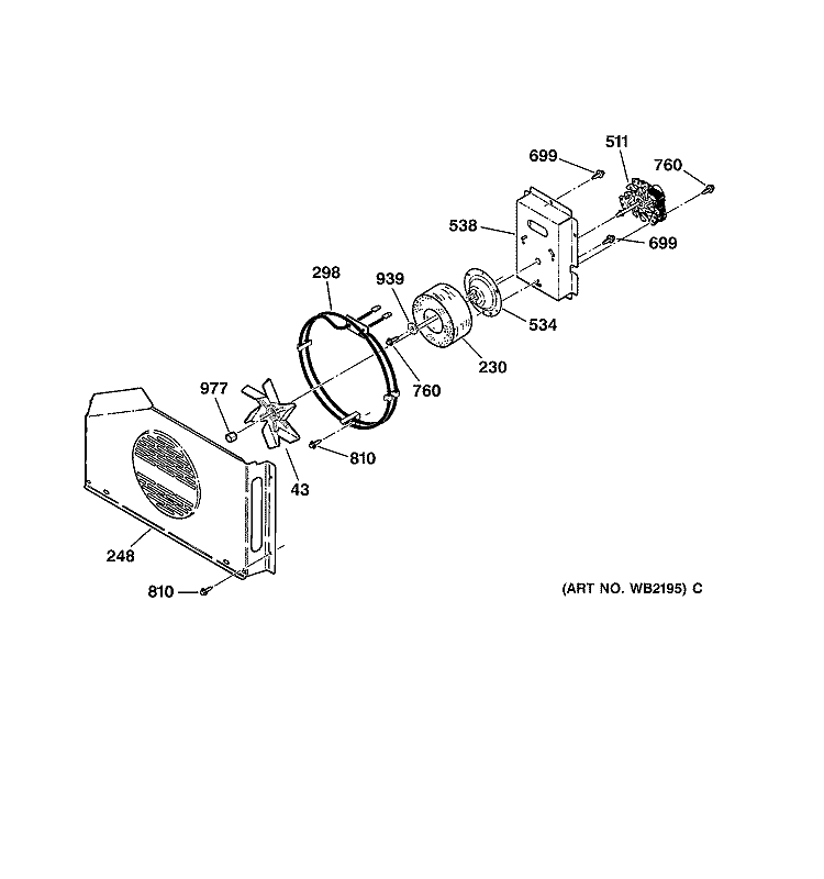 FAN Diagram and Parts List for JS960BB1BB  General Electric Range