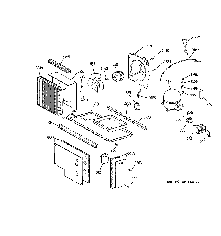 UNIT PARTS Diagram and Parts List for ZISW36DCA  General Electric Refrigerator