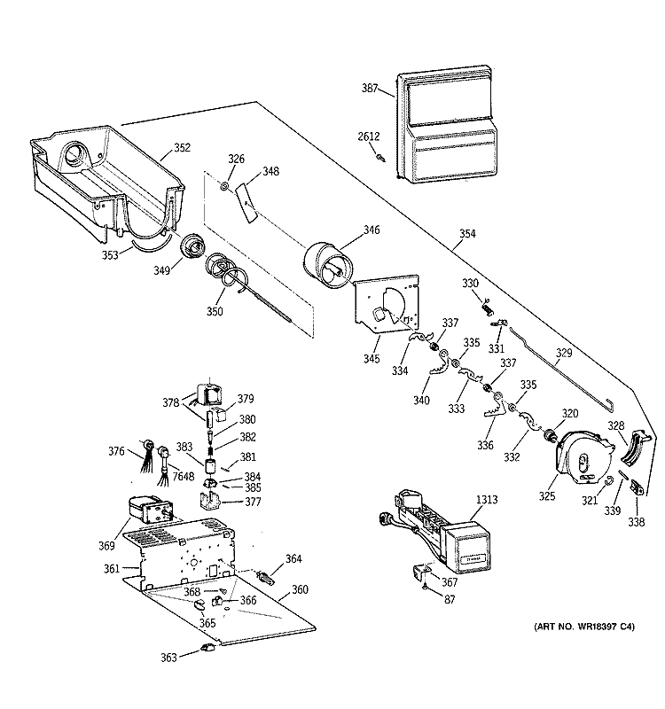 DISPENSER Diagram and Parts List for ZISW48DCA  General Electric Refrigerator