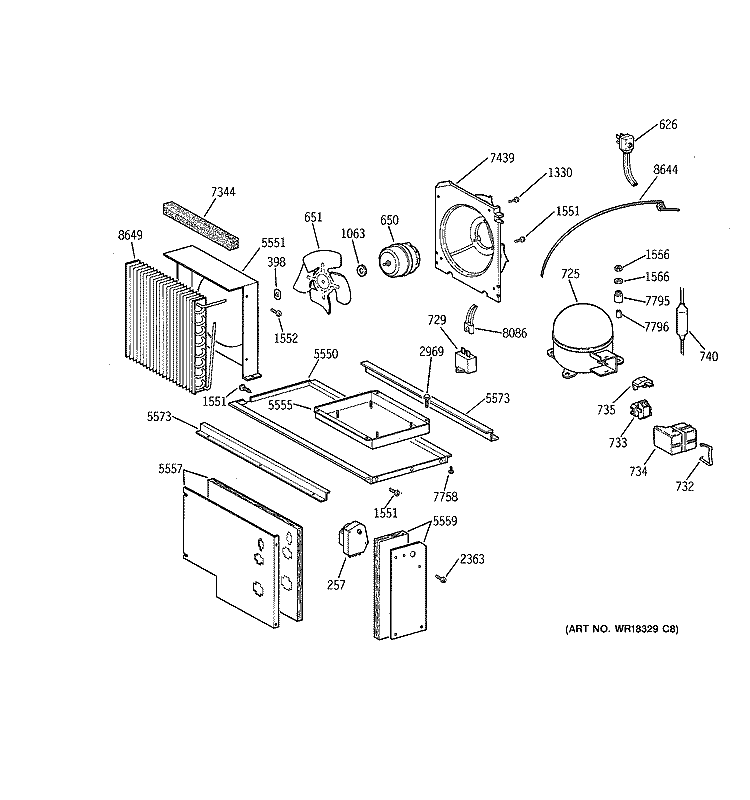 UNIT PARTS Diagram and Parts List for ZISS42NCASS  General Electric Refrigerator
