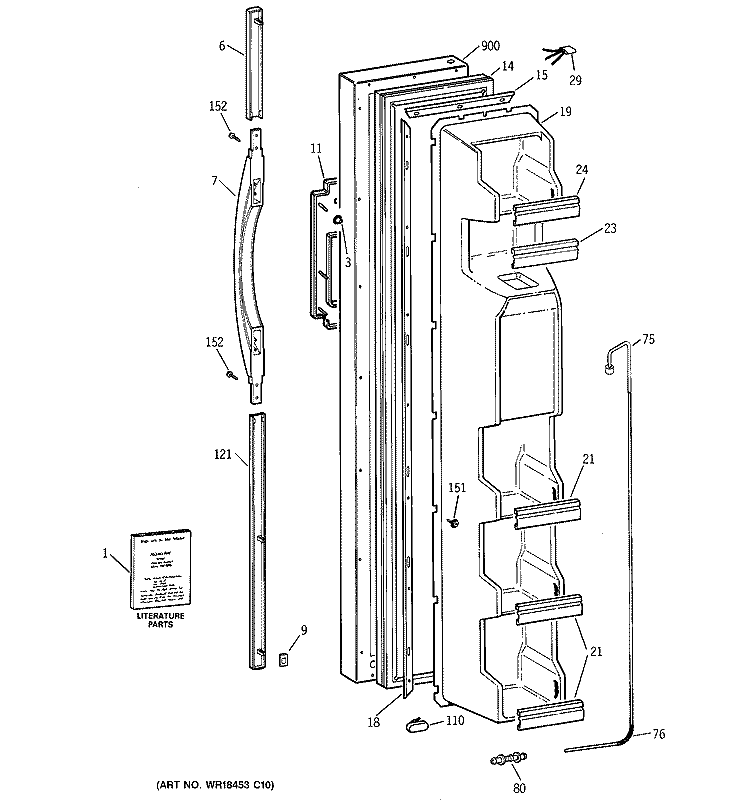 FREEZER DOOR Diagram and Parts List for TFX22QPDABB  General Electric Refrigerator