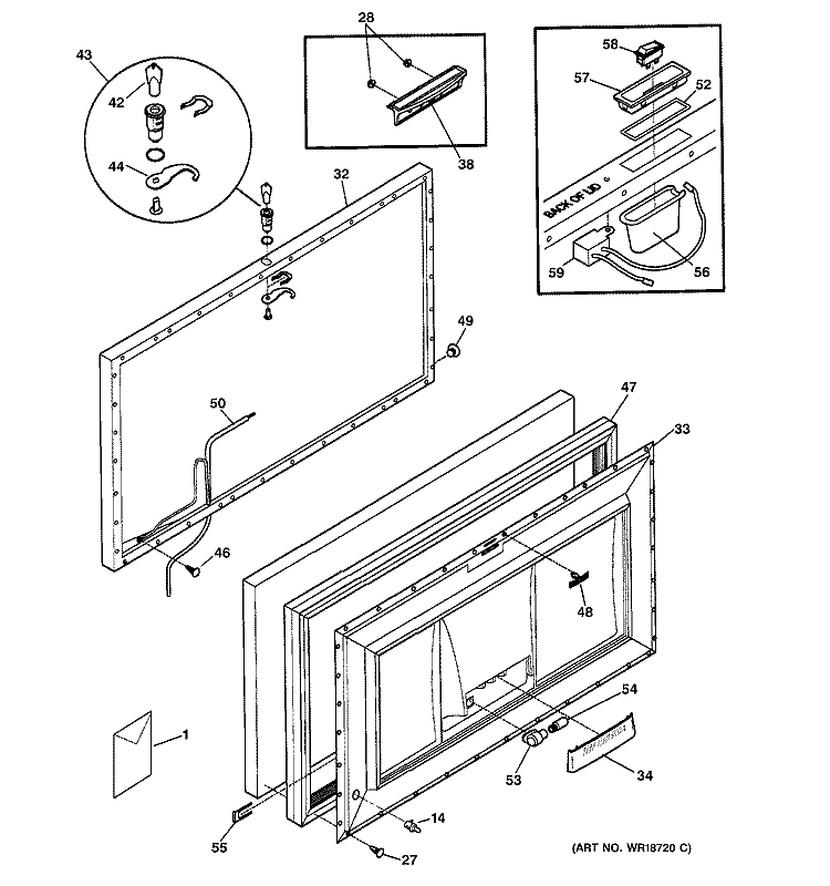 DOOR Diagram and Parts List for FCM9DABWH  General Electric Freezer