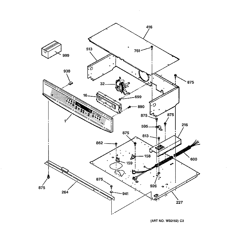 CONTROL PANEL Diagram and Parts List for JTP45BA3BB  General Electric Wall Oven