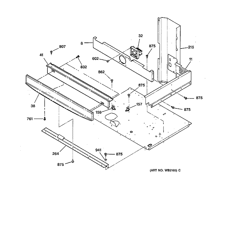 CENTER SPACER Diagram and Parts List for JTP45BA3BB  General Electric Wall Oven