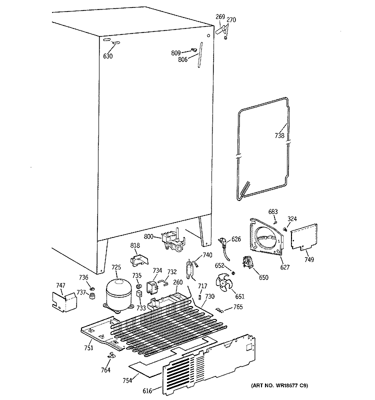UNIT PARTS Diagram and Parts List for TFX26CRDABB  General Electric Refrigerator