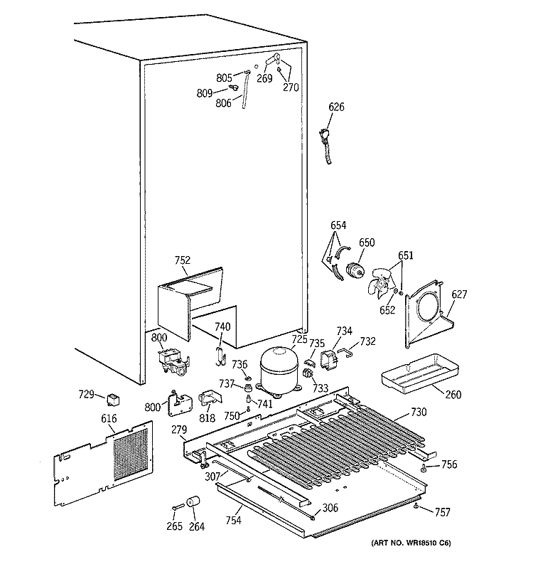 UNIT PARTS Diagram and Parts List for TPX24BIDABB  General Electric Refrigerator