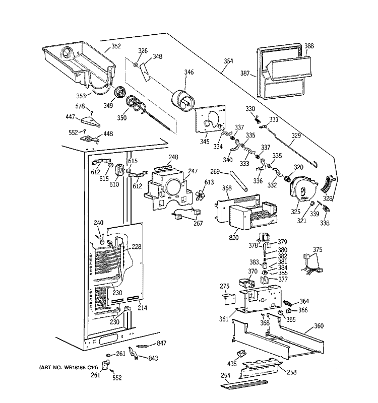 FREEZER SECTION Diagram and Parts List for TPG24PRDAWW  General Electric Refrigerator