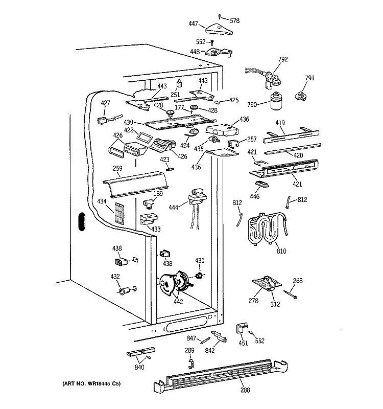 FRESH FOOD SECTION Diagram and Parts List for TPX24PPDACC  General Electric Refrigerator