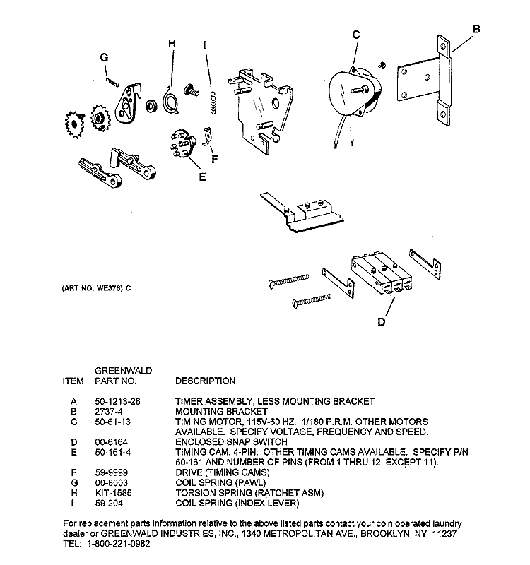 TIMER ASSEMBLY Diagram and Parts List for DCB330GY1AC  General Electric Dryer
