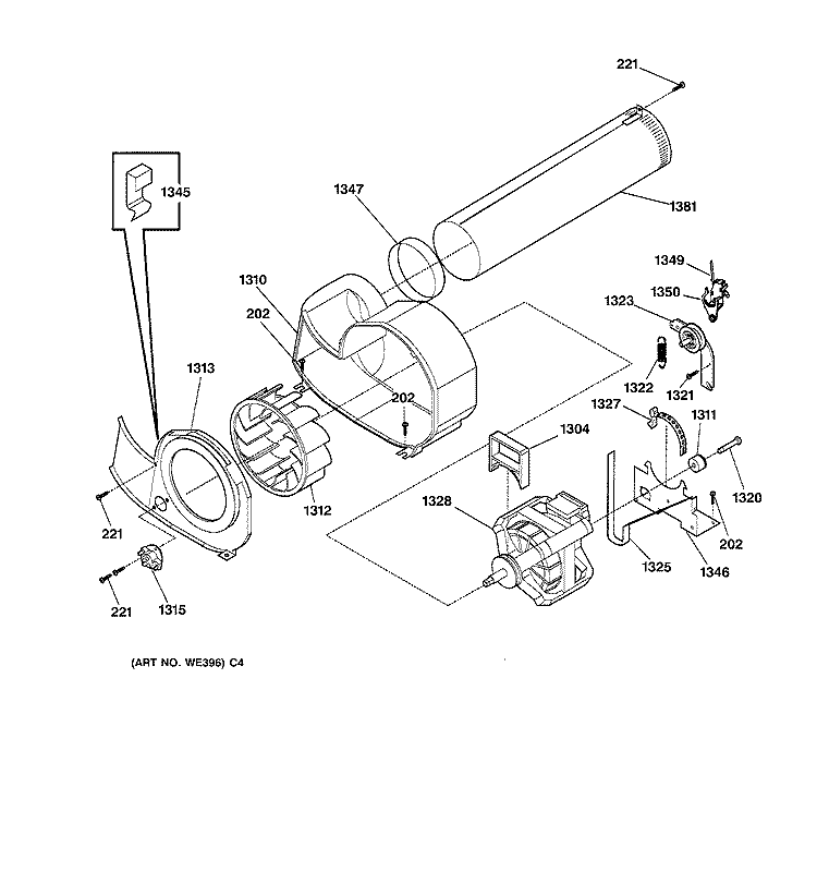 MOTOR Diagram and Parts List for DCD330GY1AC  General Electric Dryer