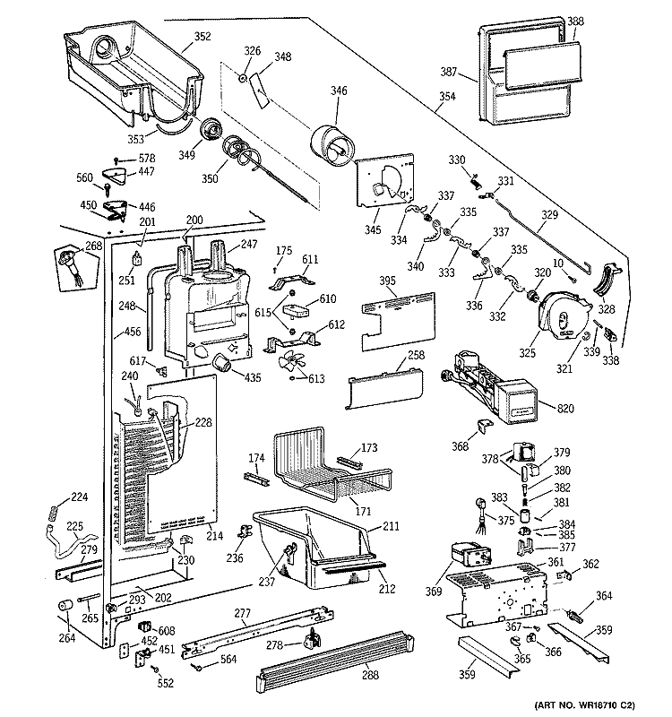 FREEZER SECTION Diagram and Parts List for CSM26MRDAWW  Hotpoint Refrigerator