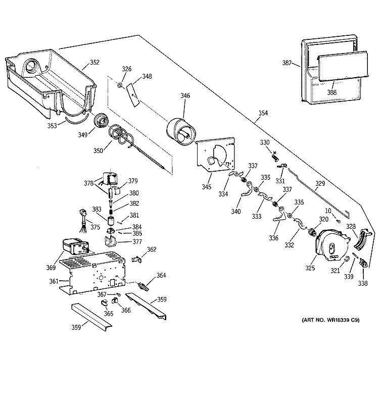 ICE BUCKET Diagram and Parts List for TFM20JRBKAA  General Electric Refrigerator