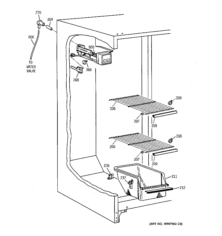 FREEZER SECTION Diagram and Parts List for TFM20JRBKAA  General Electric Refrigerator