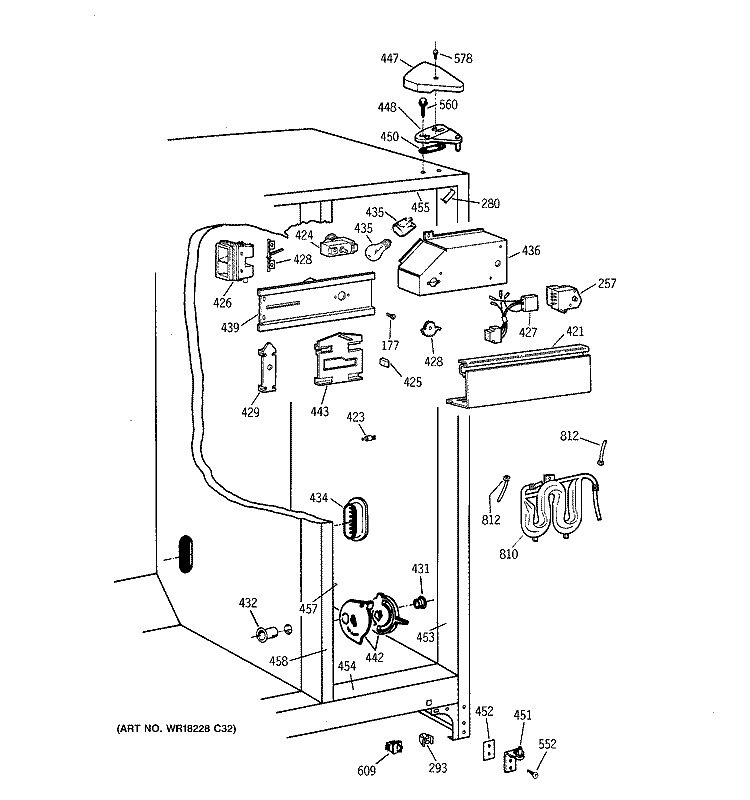 FRESH FOOD SECTION Diagram and Parts List for TFM26KRDAWW  General Electric Refrigerator