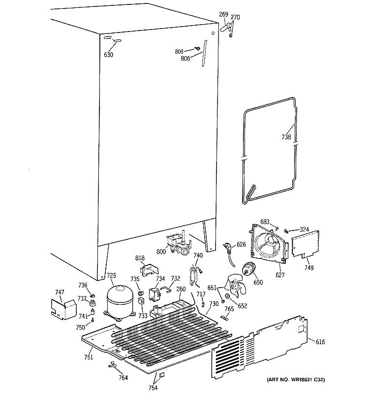 UNIT PARTS Diagram and Parts List for CSX22GRBKAA  Hotpoint Refrigerator