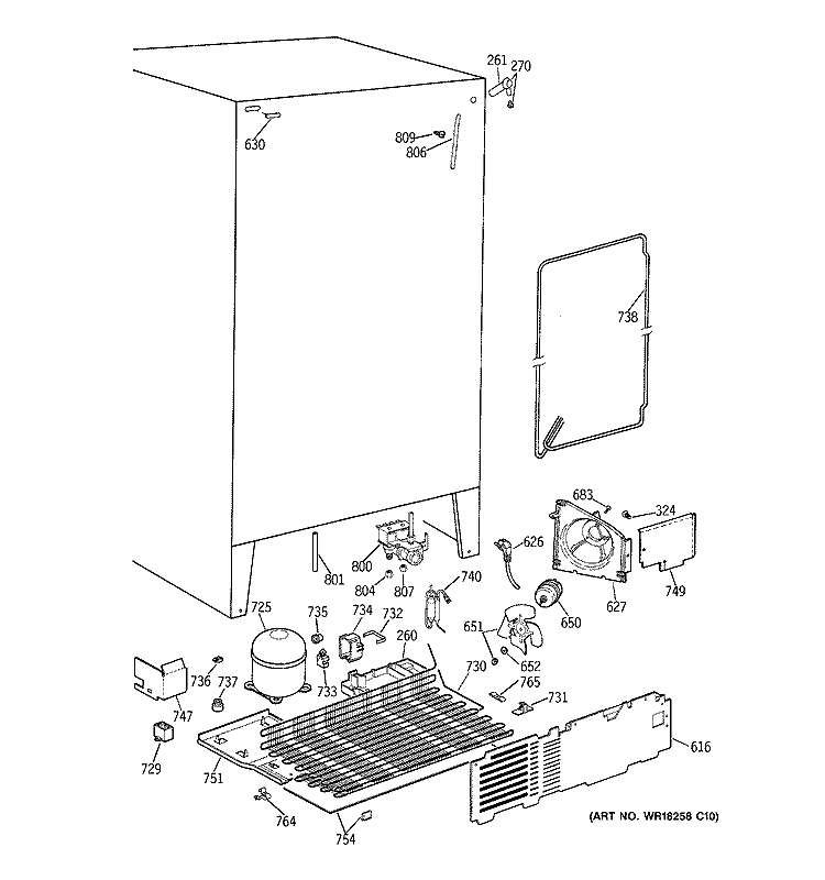 UNIT PARTS Diagram and Parts List for TPG21BRDABB  General Electric Refrigerator