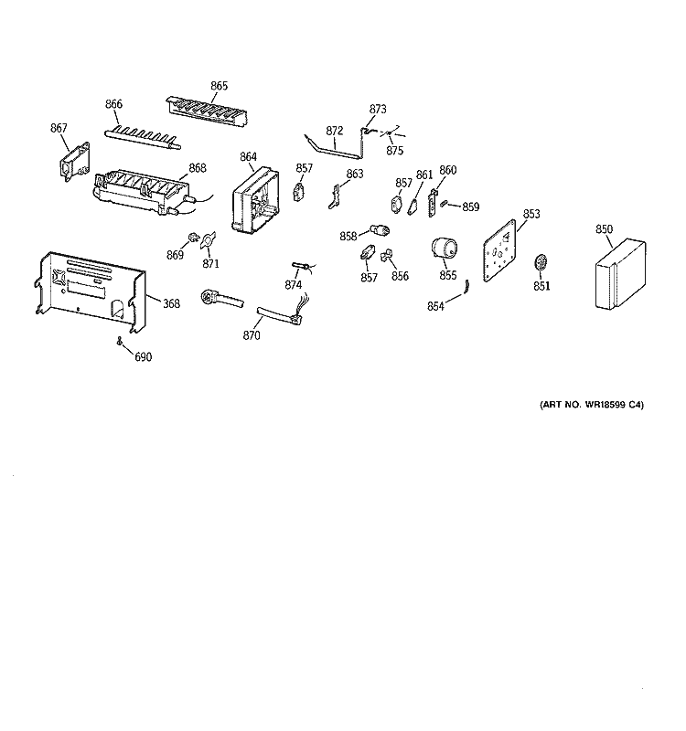 ICEMAKER WR30X0330 Diagram and Parts List for TPG21BRDABB  General Electric Refrigerator
