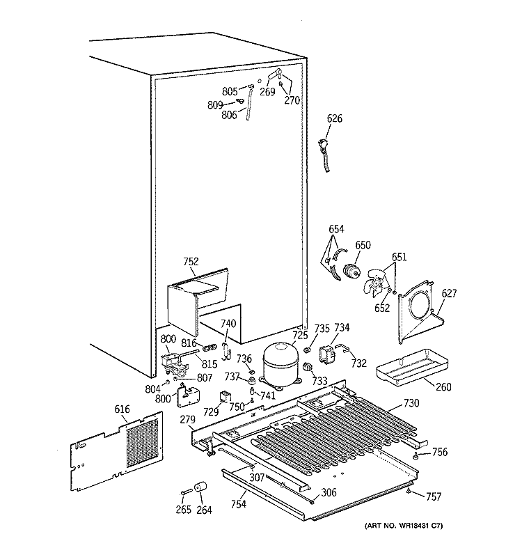 UNIT PARTS Diagram and Parts List for TPG24BFDABB  General Electric Refrigerator