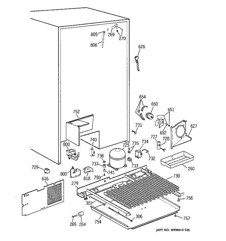 UNIT PARTS Diagram and Parts List for TPJ24BIDAWW  General Electric Refrigerator