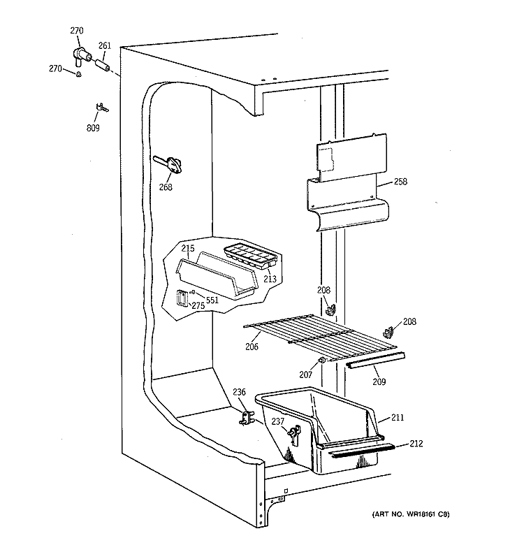 FREEZER SECTION Diagram and Parts List for TFX20SABKAA  General Electric Refrigerator