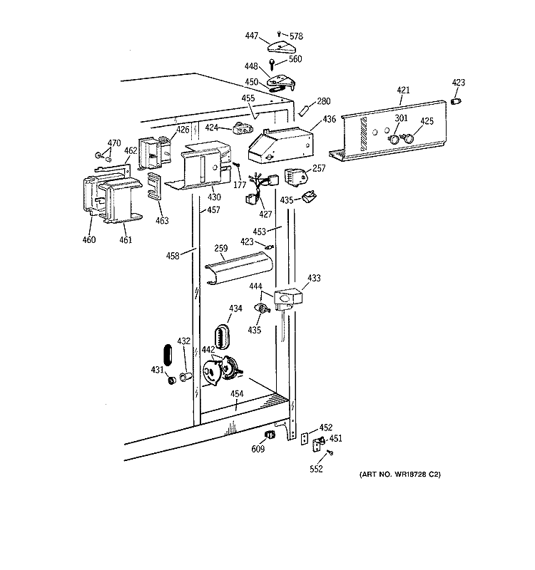FRESH FOOD SECTION Diagram and Parts List for TFG25PADAWW  General Electric Refrigerator