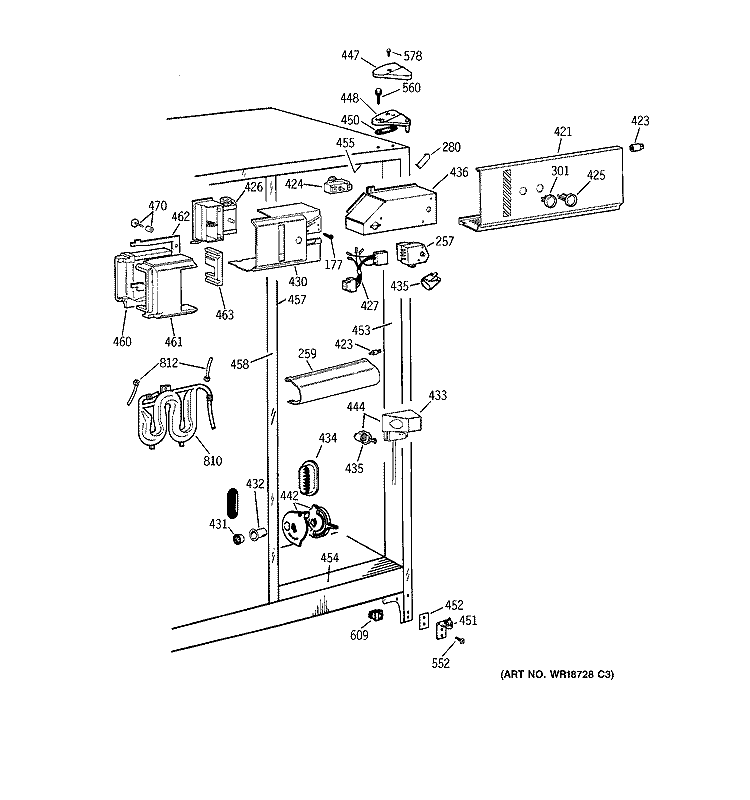 FRESH FOOD SECTION Diagram and Parts List for TFG26PEDAWH  General Electric Refrigerator