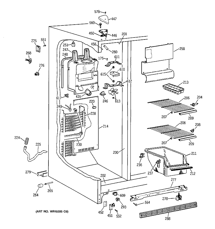 FREEZER SECTION Diagram and Parts List for CSX20BABKAD  Hotpoint Refrigerator