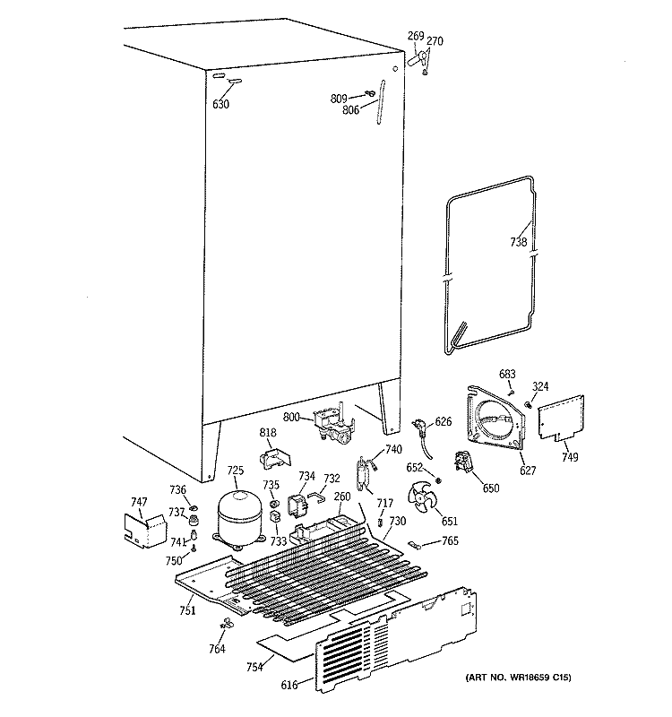 UNIT PARTS Diagram and Parts List for CSX22BCBKWH  Hotpoint Refrigerator