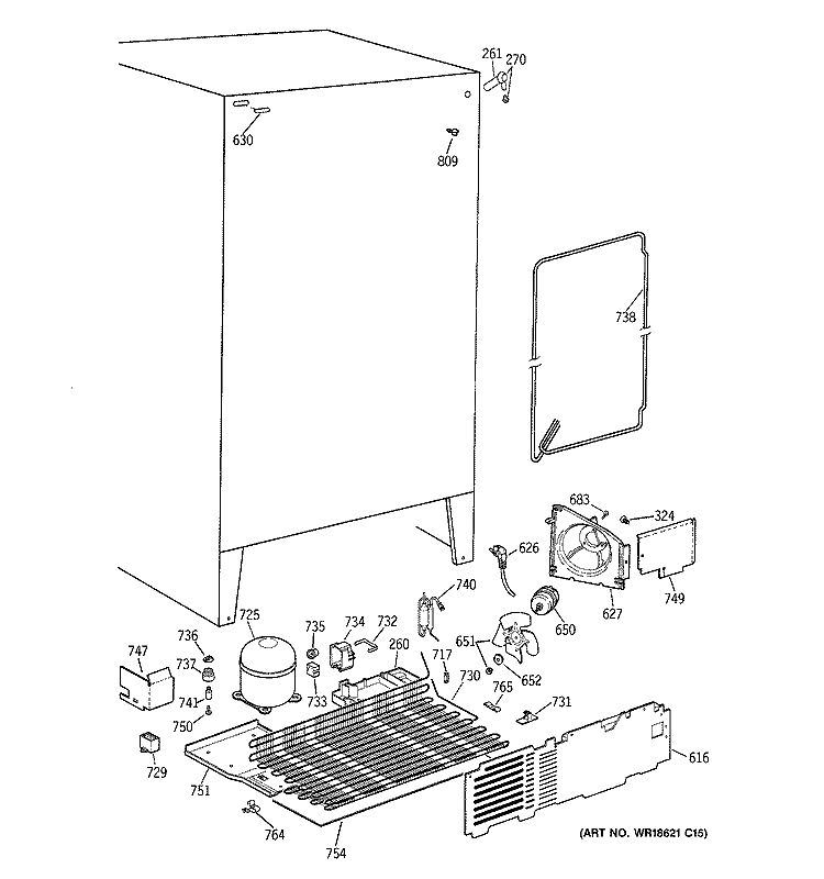 UNIT PARTS Diagram and Parts List for MSG20GABGWW  General Electric Refrigerator