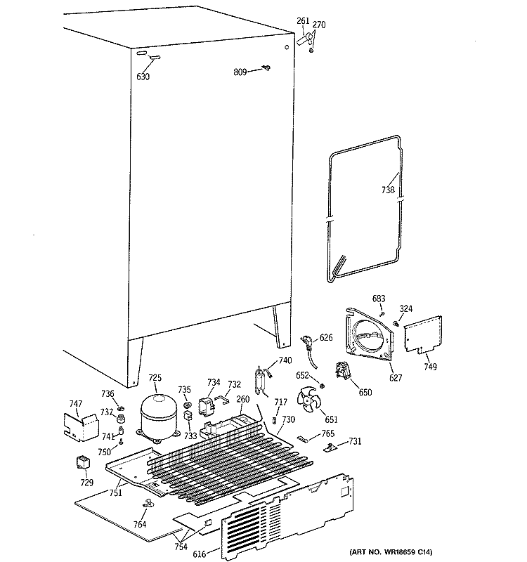 UNIT PARTS Diagram and Parts List for MSZ20GABGWW  General Electric Refrigerator
