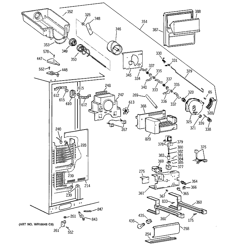FREEZER SECTION Diagram and Parts List for MSK28DHBGAA  General Electric Refrigerator